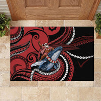 Tonga Christmas Rubber Doormat Santa Riding Humpback Whale DT05 Red - Polynesian Pride