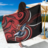 Tonga Christmas Sarong Santa Riding Humpback Whale DT05 One Size 44 x 66 inches Red - Polynesian Pride