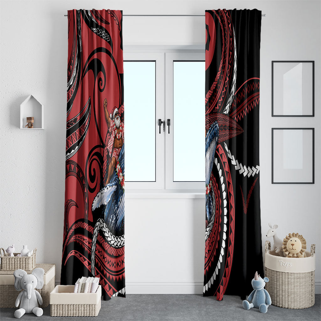 Tonga Christmas Window Curtain Santa Riding Humpback Whale DT05 - Polynesian Pride