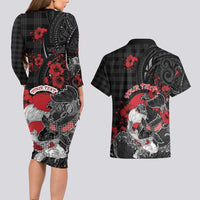 Personalised Hawaiian And Japanese Couples Matching Long Sleeve Bodycon Dress and Hawaiian Shirt Aloha Koi Fish Palaka Patterns DT05 - Polynesian Pride