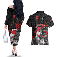Personalised Hawaiian And Japanese Couples Matching Off The Shoulder Long Sleeve Dress and Hawaiian Shirt Aloha Koi Fish Palaka Patterns DT05 - Polynesian Pride
