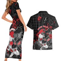 Personalised Hawaiian And Japanese Couples Matching Short Sleeve Bodycon Dress and Hawaiian Shirt Aloha Koi Fish Palaka Patterns DT05 - Polynesian Pride