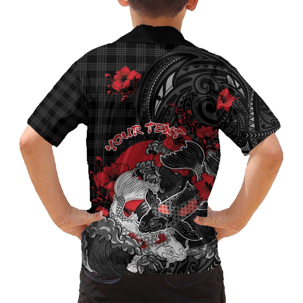 Personalised Hawaiian And Japanese Family Matching Long Sleeve Bodycon Dress and Hawaiian Shirt Aloha Koi Fish Palaka Patterns DT05 - Polynesian Pride
