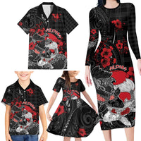 Personalised Hawaiian And Japanese Family Matching Long Sleeve Bodycon Dress and Hawaiian Shirt Aloha Koi Fish Palaka Patterns DT05 - Polynesian Pride