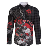 Personalised Hawaiian And Japanese Family Matching Long Sleeve Bodycon Dress and Hawaiian Shirt Aloha Koi Fish Palaka Patterns DT05 Dad's Shirt - Long Sleeve Black - Polynesian Pride