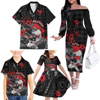 Personalised Hawaiian And Japanese Family Matching Off The Shoulder Long Sleeve Dress and Hawaiian Shirt Aloha Koi Fish Palaka Patterns DT05 - Polynesian Pride
