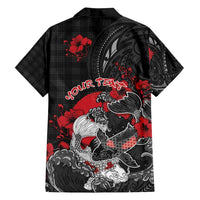 Personalised Hawaiian And Japanese Family Matching Off Shoulder Maxi Dress and Hawaiian Shirt Aloha Koi Fish Palaka Patterns DT05 - Polynesian Pride