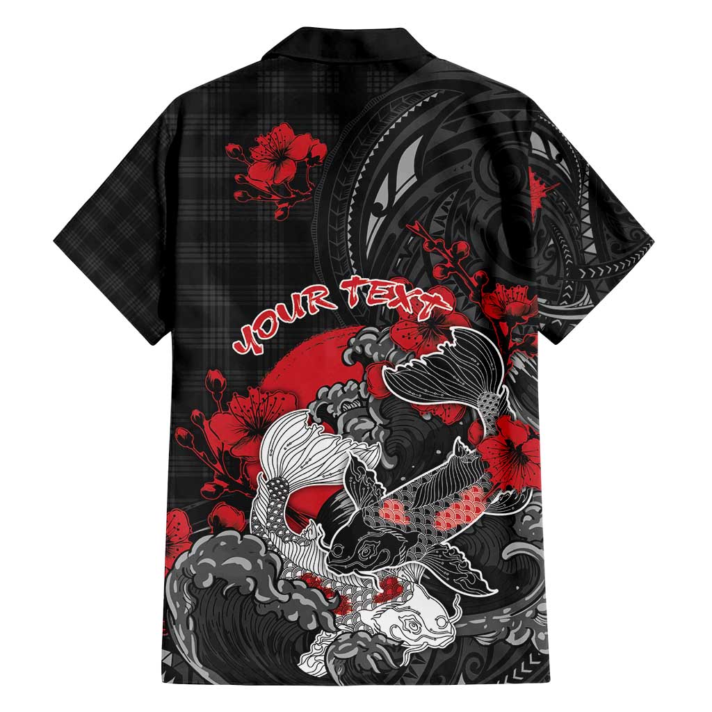 Personalised Hawaiian And Japanese Family Matching Off Shoulder Short Dress and Hawaiian Shirt Aloha Koi Fish Palaka Patterns DT05 - Polynesian Pride