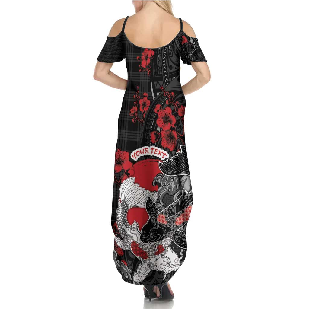 Personalised Hawaiian And Japanese Family Matching Summer Maxi Dress and Hawaiian Shirt Aloha Koi Fish Palaka Patterns DT05 - Polynesian Pride