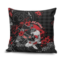 Hawaiian And Japanese Pillow Cover Aloha Koi Fish Palaka Patterns DT05 Black - Polynesian Pride