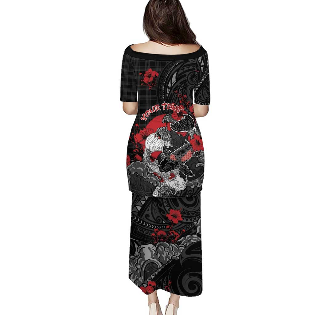 Personalised Hawaiian And Japanese Puletasi Aloha Koi Fish Palaka Patterns - Polynesian Pride