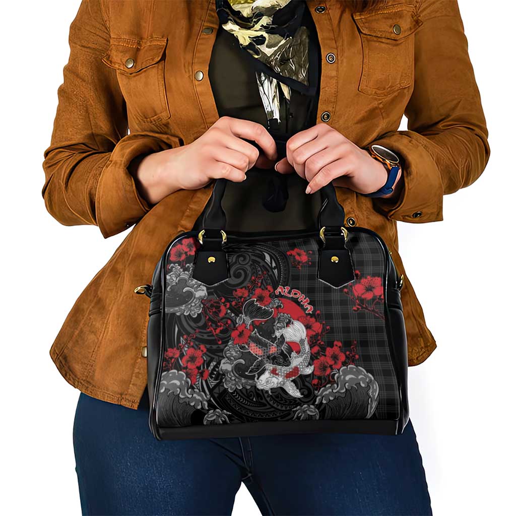 Hawaiian And Japanese Shoulder Handbag Aloha Koi Fish Palaka Patterns - Polynesian Pride