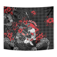 Hawaiian And Japanese Tapestry Aloha Koi Fish Palaka Patterns - Polynesian Pride