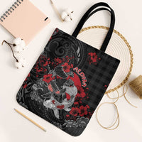 Hawaiian And Japanese Tote Bag Aloha Koi Fish Palaka Patterns DT05 Black Strap One Size Black - Polynesian Pride