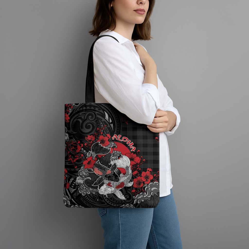 Hawaiian And Japanese Tote Bag Aloha Koi Fish Palaka Patterns DT05 - Polynesian Pride