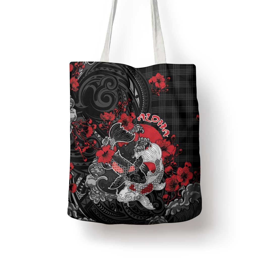 Hawaiian And Japanese Tote Bag Aloha Koi Fish Palaka Patterns DT05 - Polynesian Pride