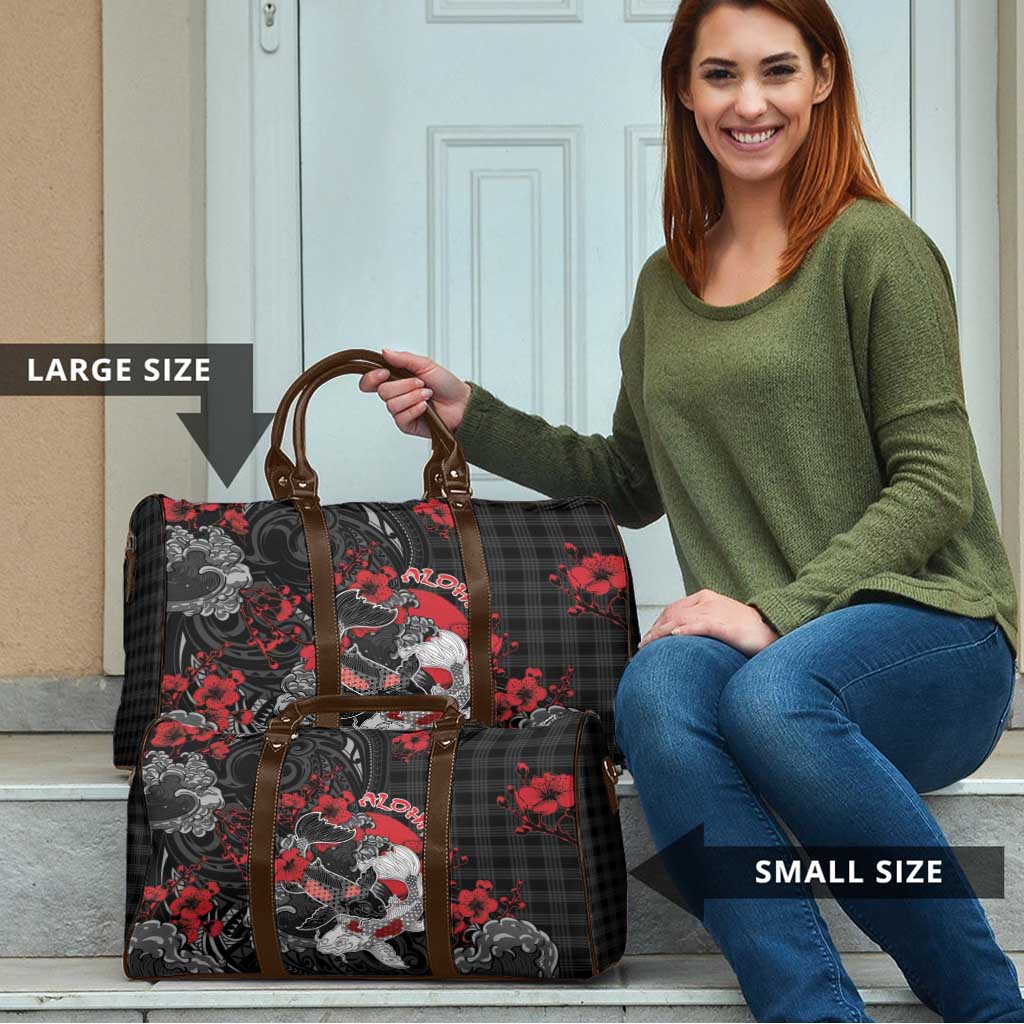 Hawaiian And Japanese Travel Bag Aloha Koi Fish Palaka Patterns - Polynesian Pride