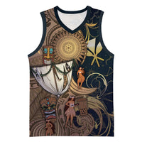 Hawaii Makahiki Basketball Jersey Polynesian Sky And Earth DT05 Unisex Gold - Polynesian Pride
