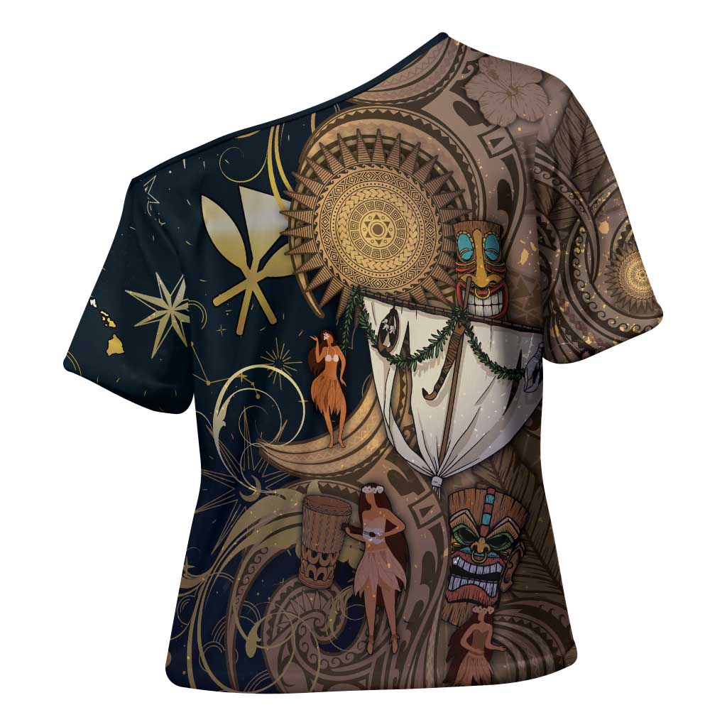 Hawaii Makahiki Cross Shoulder Shirt Polynesian Sky And Earth DT05 - Polynesian Pride