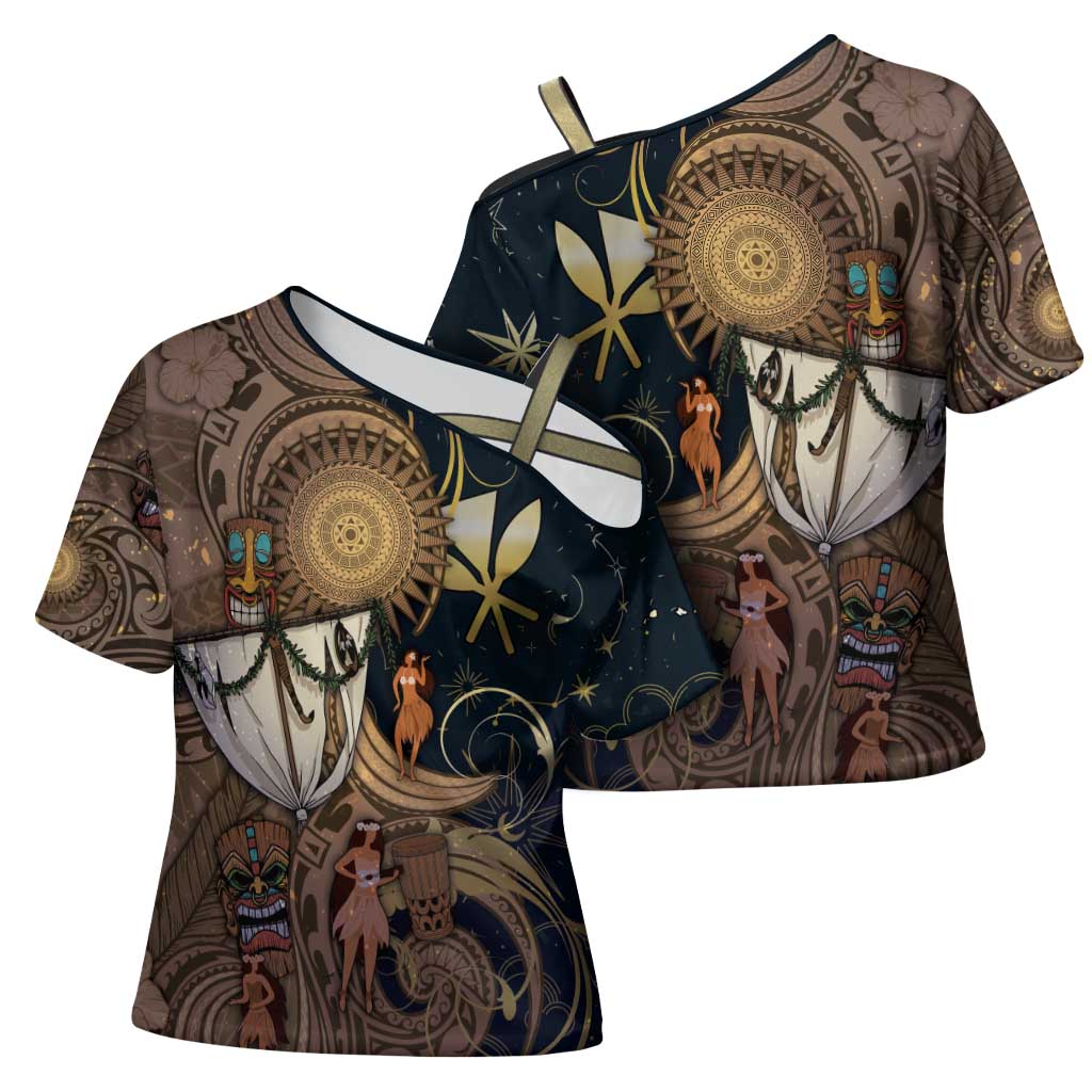 Hawaii Makahiki Cross Shoulder Shirt Polynesian Sky And Earth DT05 - Polynesian Pride