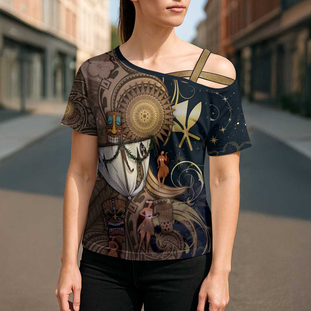 Hawaii Makahiki Cross Shoulder Shirt Polynesian Sky And Earth DT05 - Polynesian Pride