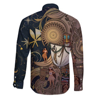 Hawaii Makahiki Family Matching Off The Shoulder Long Sleeve Dress and Hawaiian Shirt Polynesian Sky And Earth DT05 - Polynesian Pride