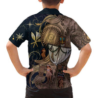 Hawaii Makahiki Family Matching Off Shoulder Maxi Dress and Hawaiian Shirt Polynesian Sky And Earth DT05 - Polynesian Pride