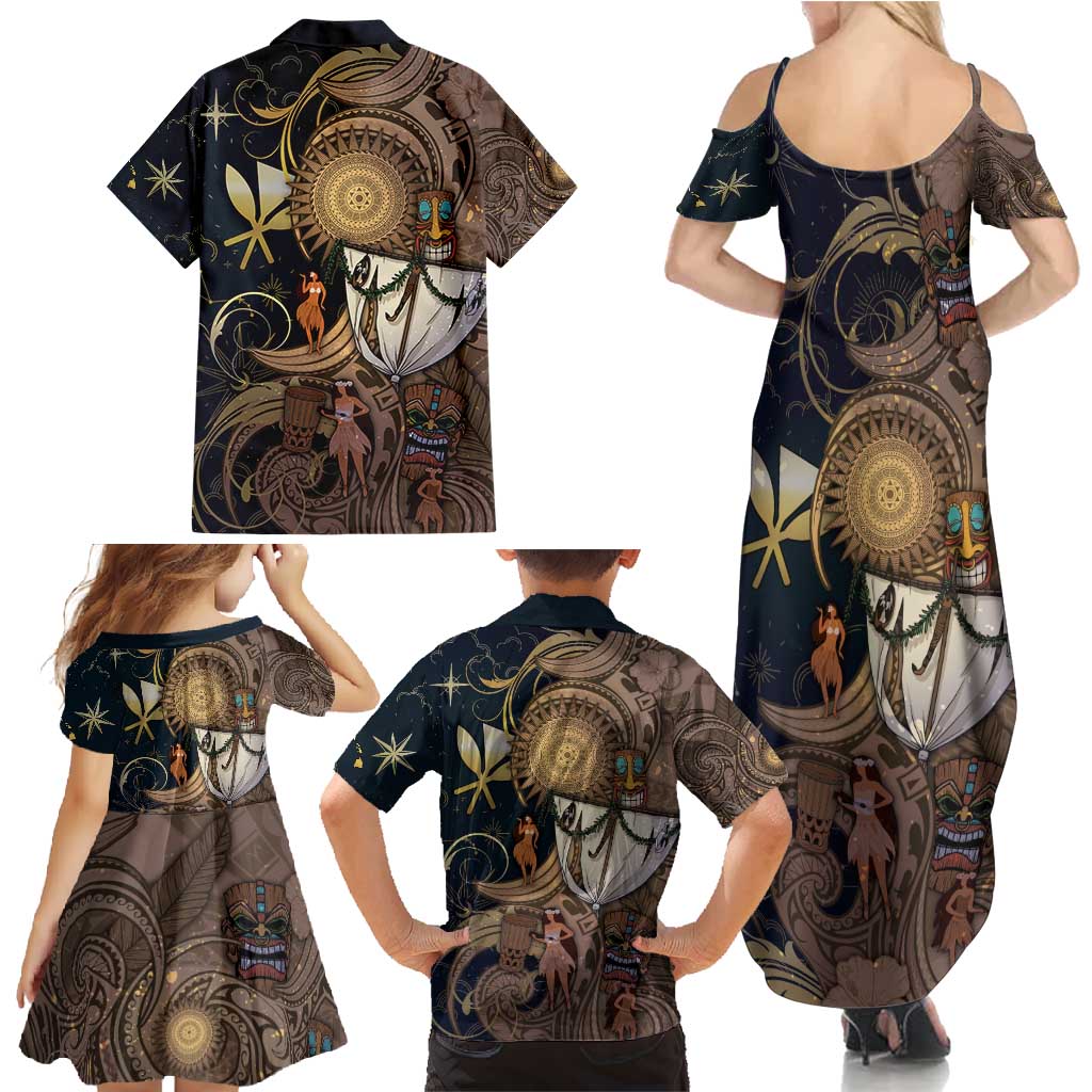 Hawaii Makahiki Family Matching Summer Maxi Dress and Hawaiian Shirt Polynesian Sky And Earth DT05 - Polynesian Pride