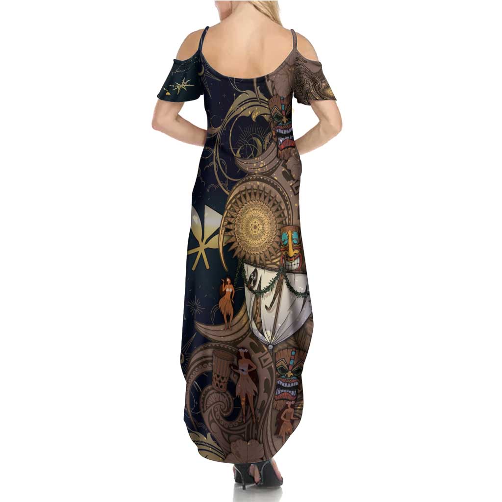 Hawaii Makahiki Family Matching Summer Maxi Dress and Hawaiian Shirt Polynesian Sky And Earth DT05 - Polynesian Pride
