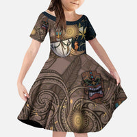 Hawaii Makahiki Kid Short Sleeve Dress Polynesian Sky And Earth - Polynesian Pride
