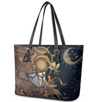 Hawaii Makahiki Leather Tote Bag Polynesian Sky And Earth DT05 - Polynesian Pride