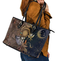 Hawaii Makahiki Leather Tote Bag Polynesian Sky And Earth DT05 - Polynesian Pride