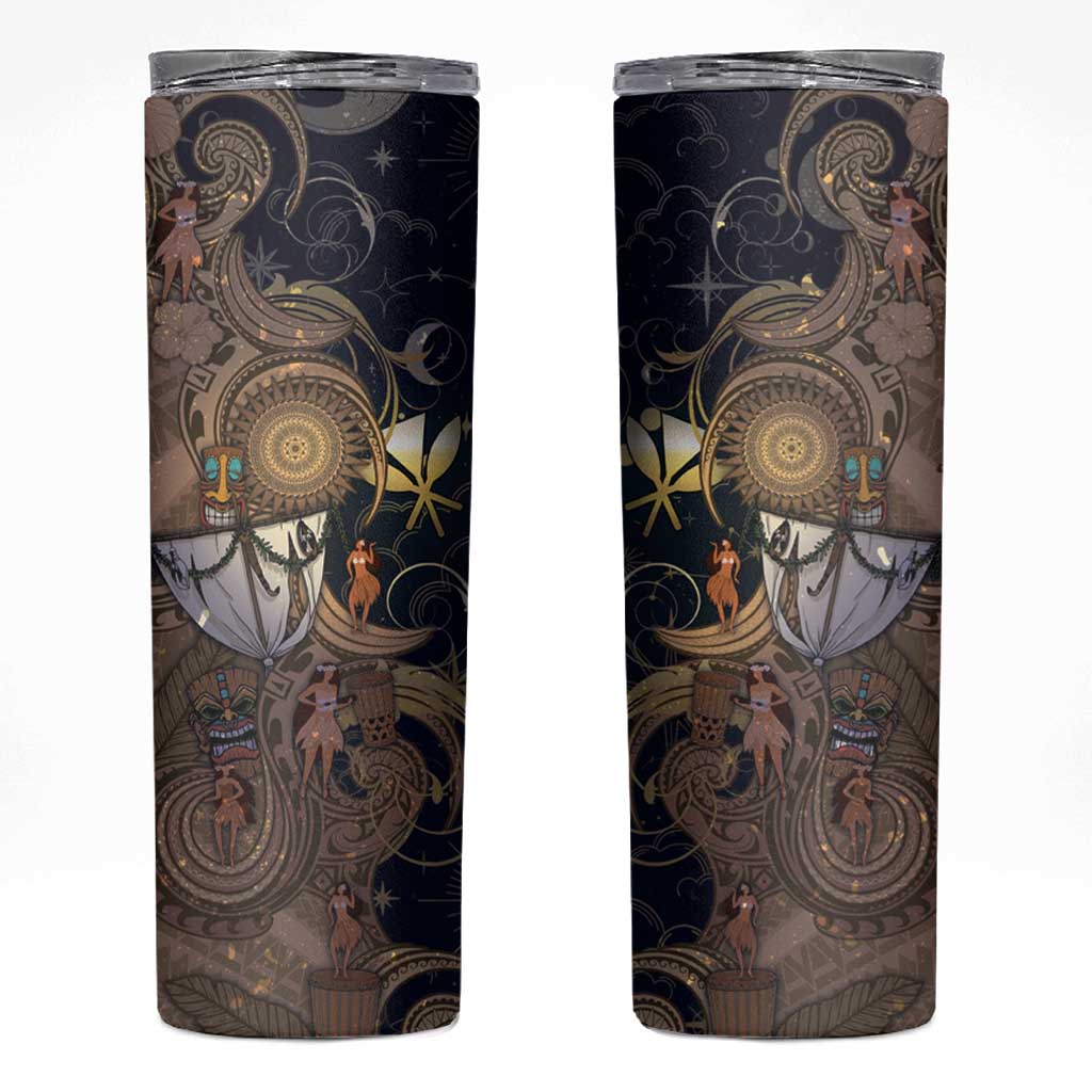 Hawaii Makahiki Skinny Tumbler Polynesian Sky And Earth DT05 Gold - Polynesian Pride