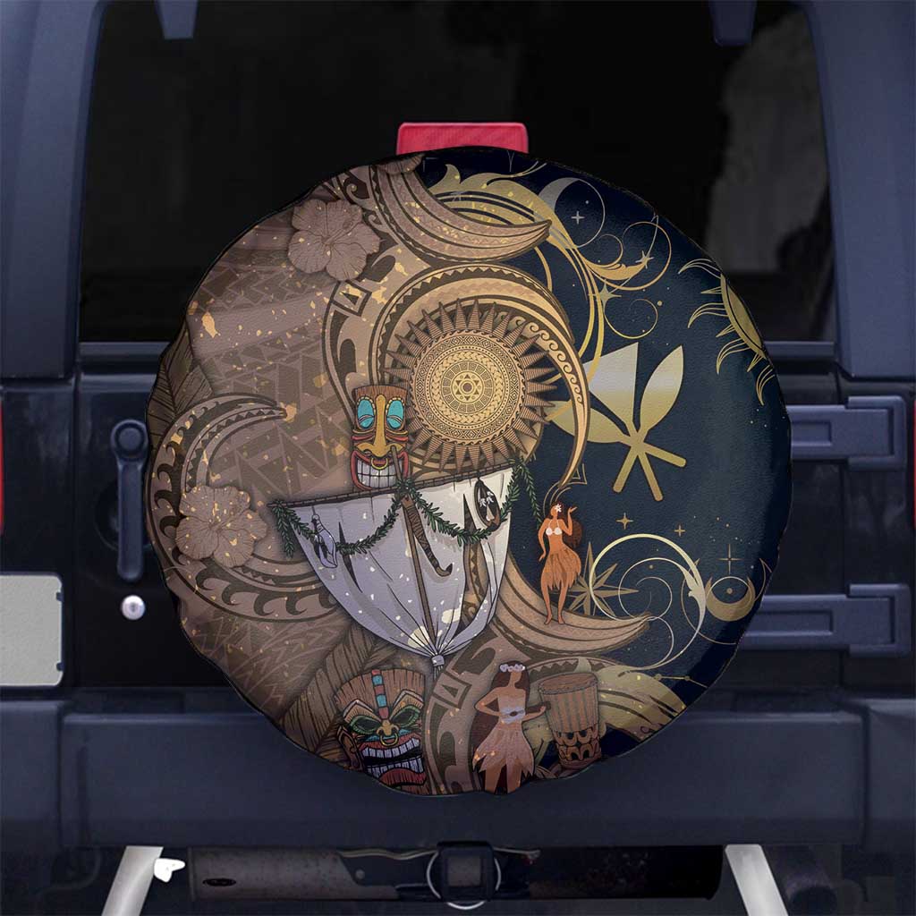 Hawaii Makahiki Spare Tire Cover Polynesian Sky And Earth DT05 No hole Gold - Polynesian Pride