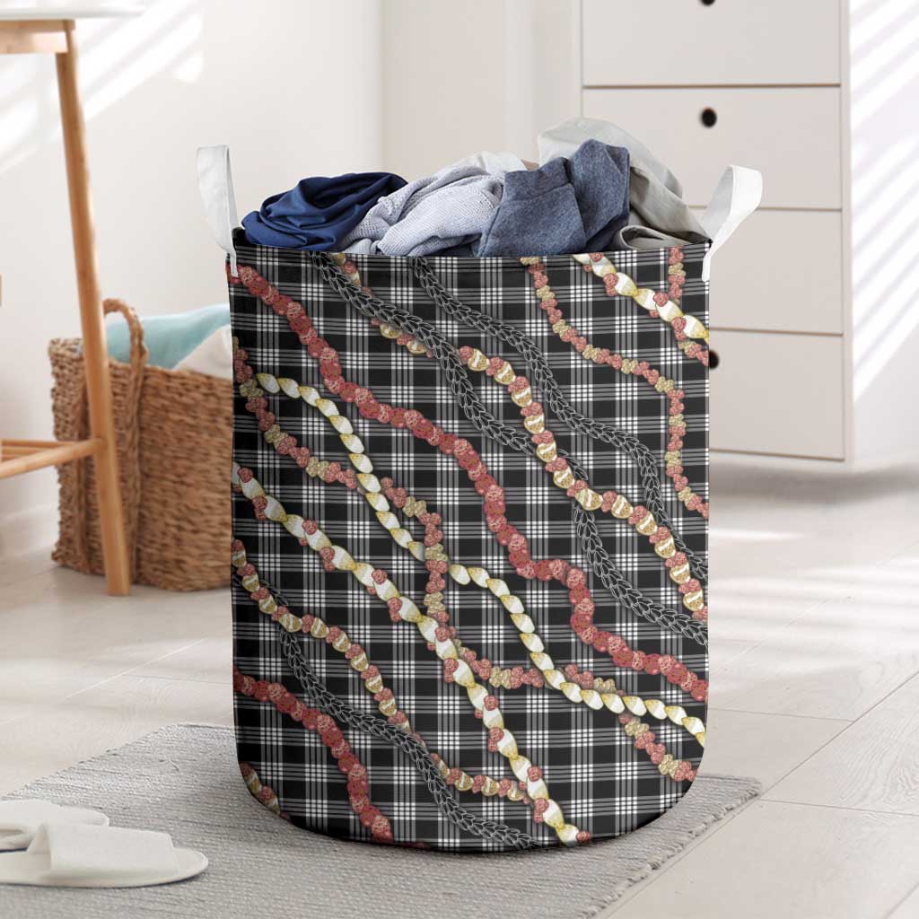 Hawaii Palaka Niihau Shell Lei Laundry Basket Tropical Island Plaid Patterns