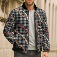 Hawaii Palaka Niihau Shell Lei Bomber Puffer Jacket Tropical Island Plaid Patterns