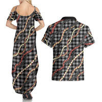 Hawaii Palaka Niihau Shell Lei Couples Matching Summer Maxi Dress and Hawaiian Shirt Tropical Island Plaid Patterns