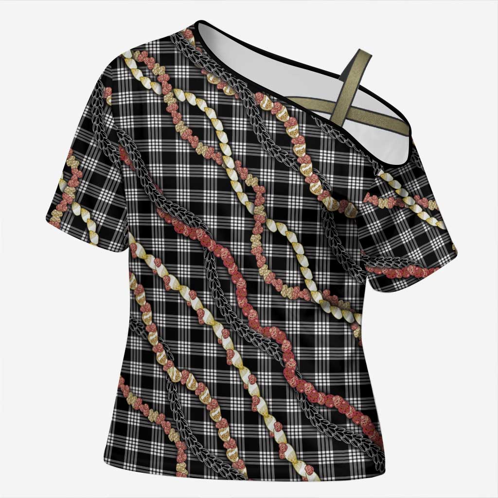 Hawaii Palaka Niihau Shell Lei Cross Shoulder Shirt Tropical Island Plaid Patterns