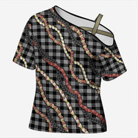 Hawaii Palaka Niihau Shell Lei Cross Shoulder Shirt Tropical Island Plaid Patterns