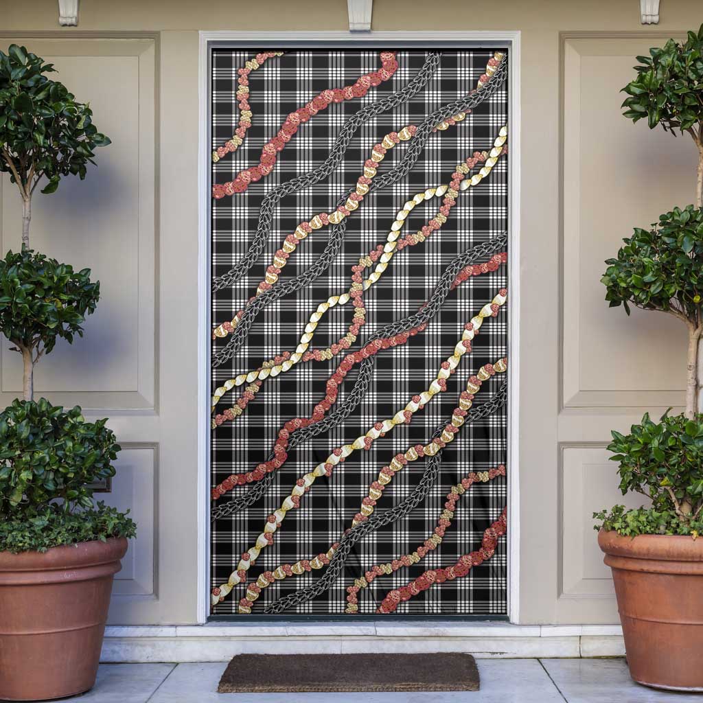 Hawaii Palaka Niihau Shell Lei Door Cover Tropical Island Plaid Patterns DT05 Black - Polynesian Pride