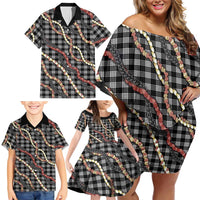 Hawaii Palaka Niihau Shell Lei Family Matching Off Shoulder Short Dress and Hawaiian Shirt Tropical Island Plaid Patterns DT05 - Polynesian Pride