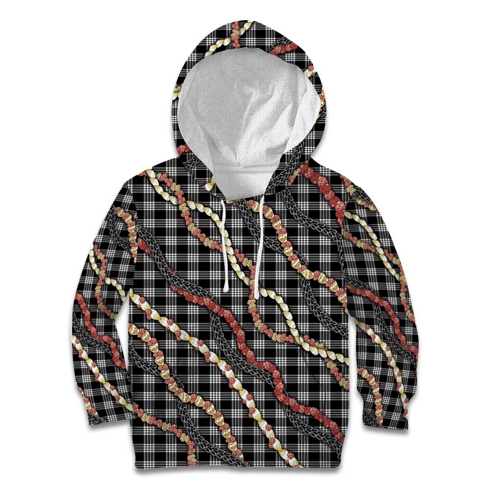 Hawaii Palaka Niihau Shell Lei Kid Hoodie Tropical Island Plaid Patterns