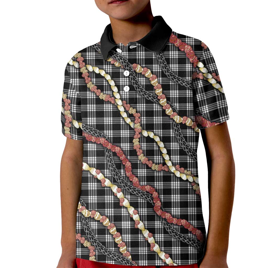 Hawaii Palaka Niihau Shell Lei Kid Polo Shirt Tropical Island Plaid Patterns DT05 Kid Black - Polynesian Pride