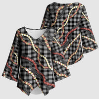 Hawaii Palaka Niihau Shell Lei Kimono Sleeve Blouse Tropical Island Plaid Patterns