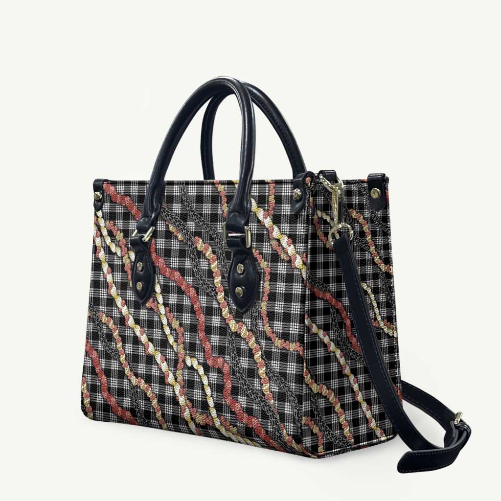 Hawaii Palaka Niihau Shell Lei Leather Bag Tropical Island Plaid Patterns