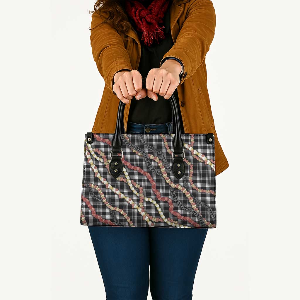 Hawaii Palaka Niihau Shell Lei Leather Bag Tropical Island Plaid Patterns