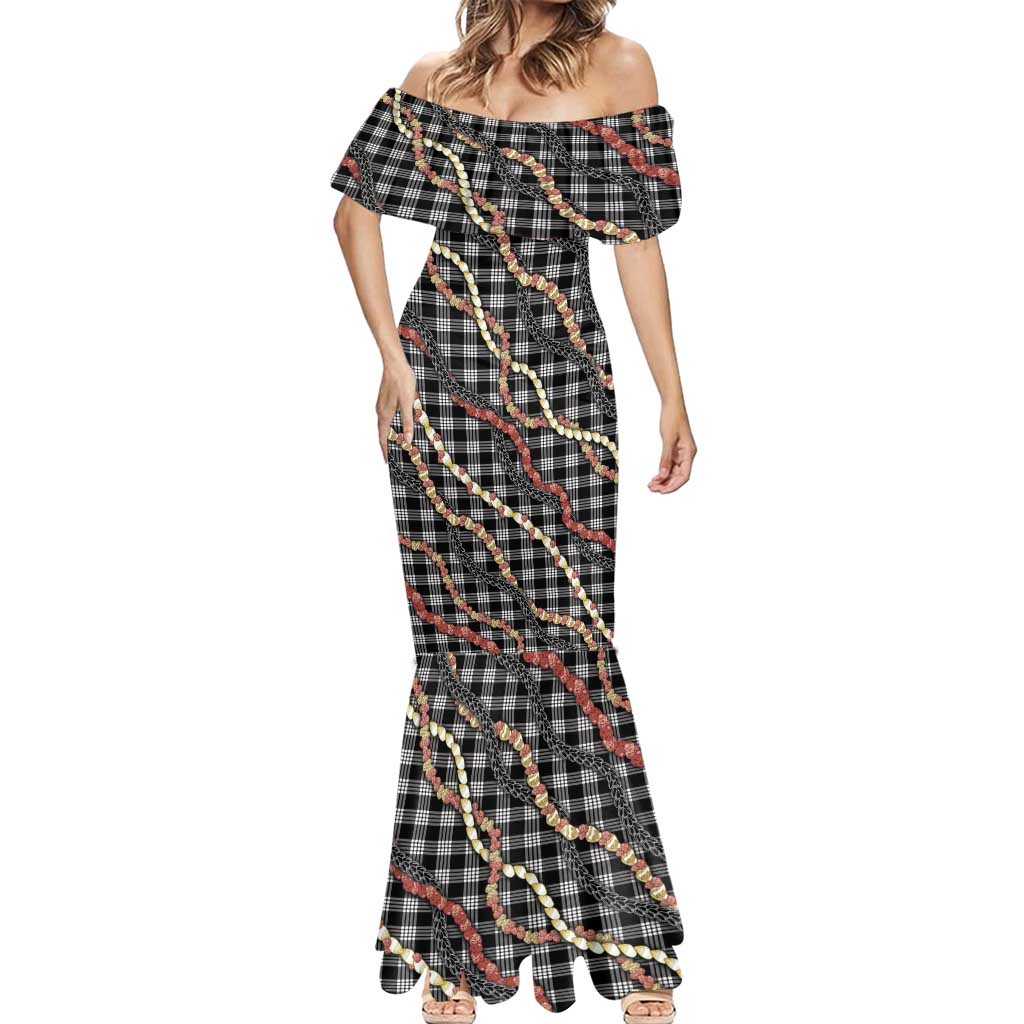 Hawaii Palaka Niihau Shell Lei Mermaid Dress Tropical Island Plaid Patterns