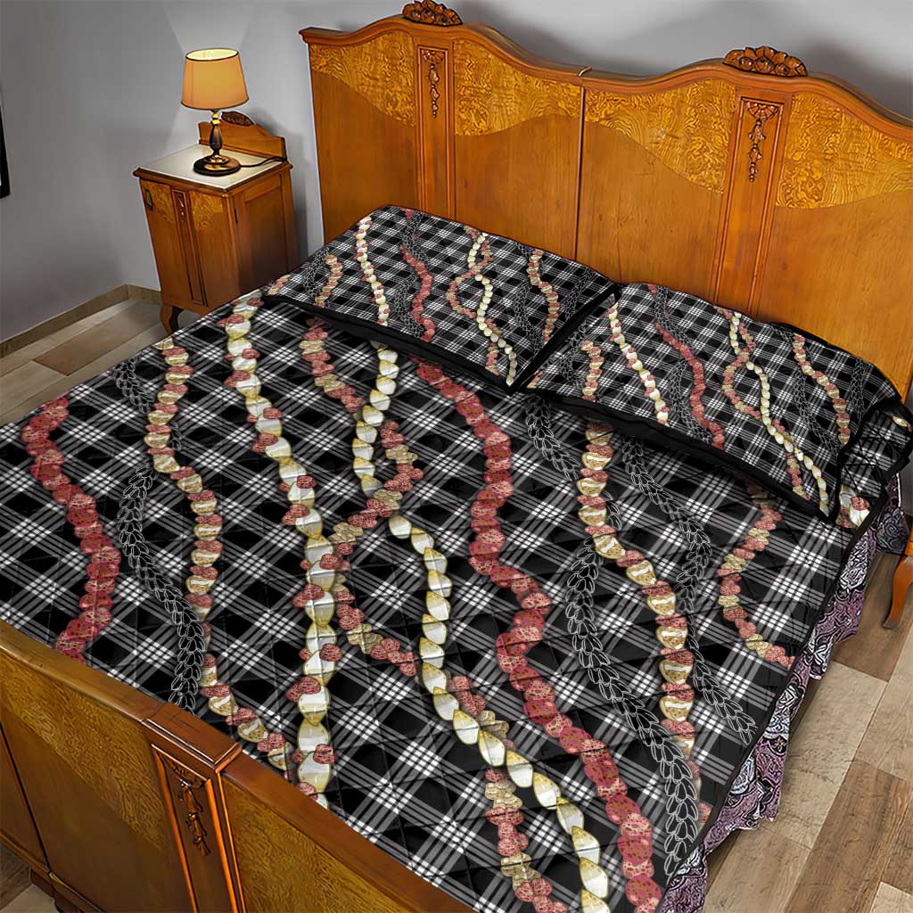 Hawaii Palaka Niihau Shell Lei Quilt Bed Set Tropical Island Plaid Patterns