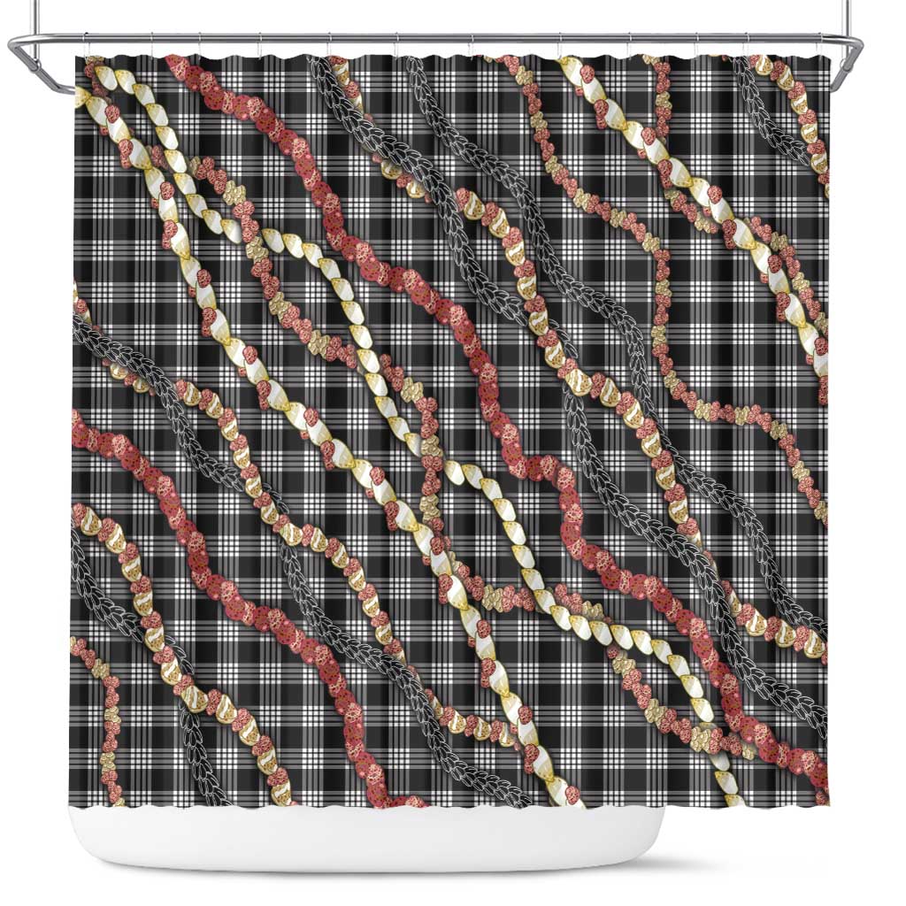 Hawaii Palaka Niihau Shell Lei Shower Curtain Tropical Island Plaid Patterns