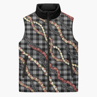 Hawaii Palaka Niihau Shell Lei Sleeveless Puffer Jacket Tropical Island Plaid Patterns